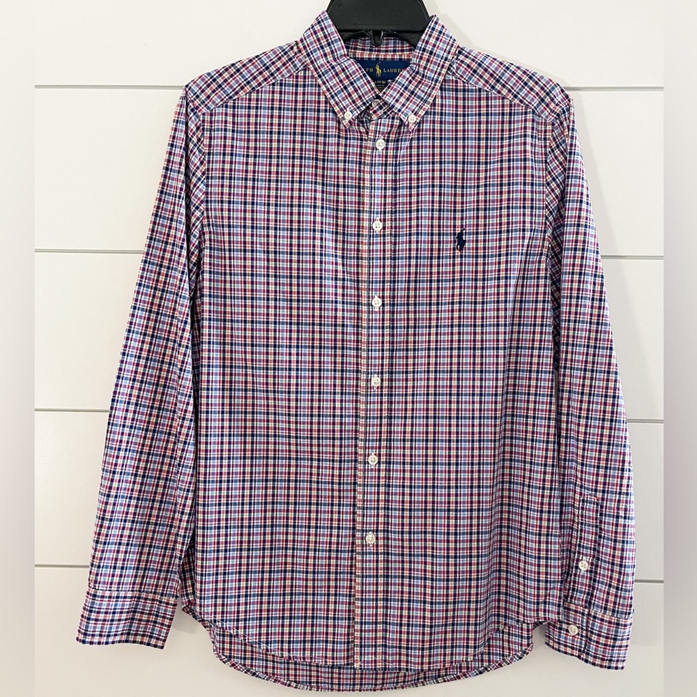 Polo Ralph Lauren Boys Plaid Long-Sleeve Oxford Shirt - Size Large (14/16)